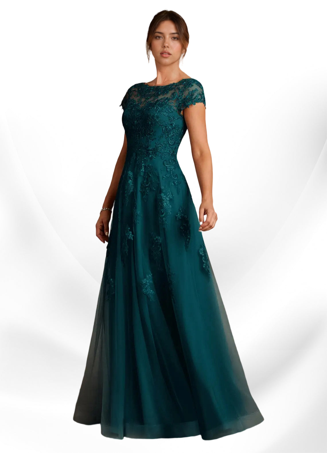 Augday A-Line Lace Chiffon Dress