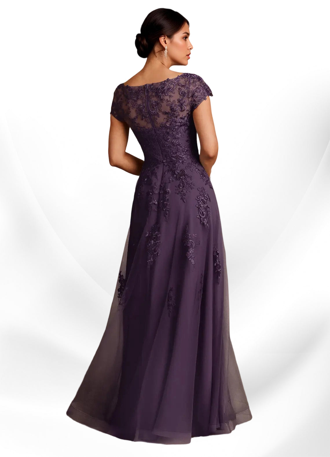 Augday A-Line Lace Chiffon Dress