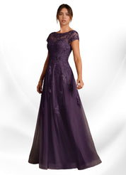 Augday A-Line Lace Chiffon Dress