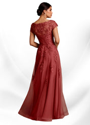 Augday A-Line Lace Chiffon Dress