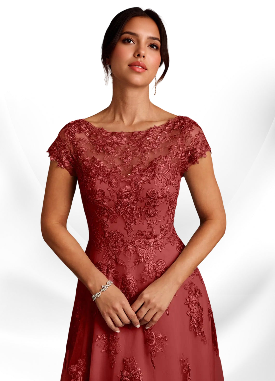 Augday A-Line Lace Chiffon Dress