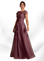 Augday A-Line Lace Chiffon Dress