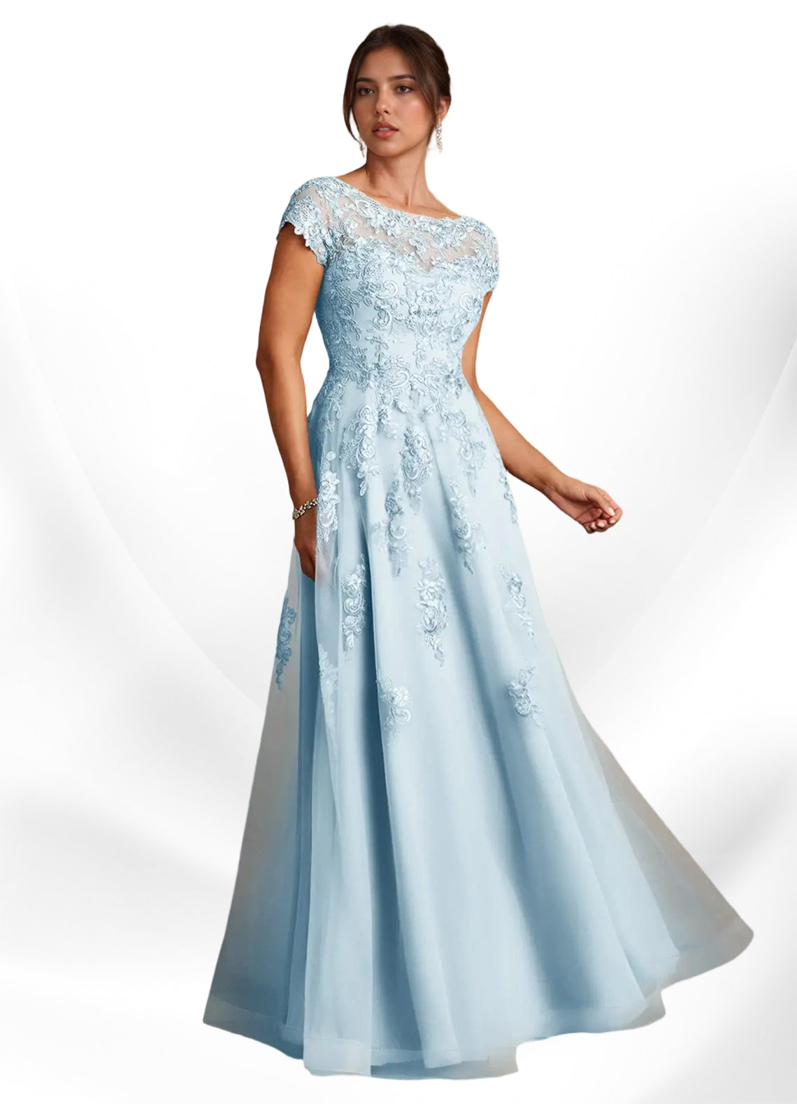 Augday A-Line Lace Chiffon Dress