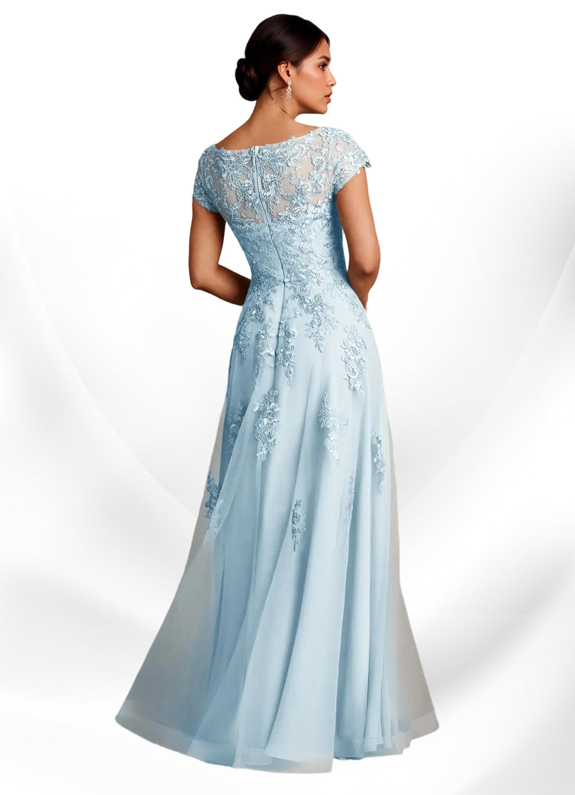 Augday A-Line Lace Chiffon Dress