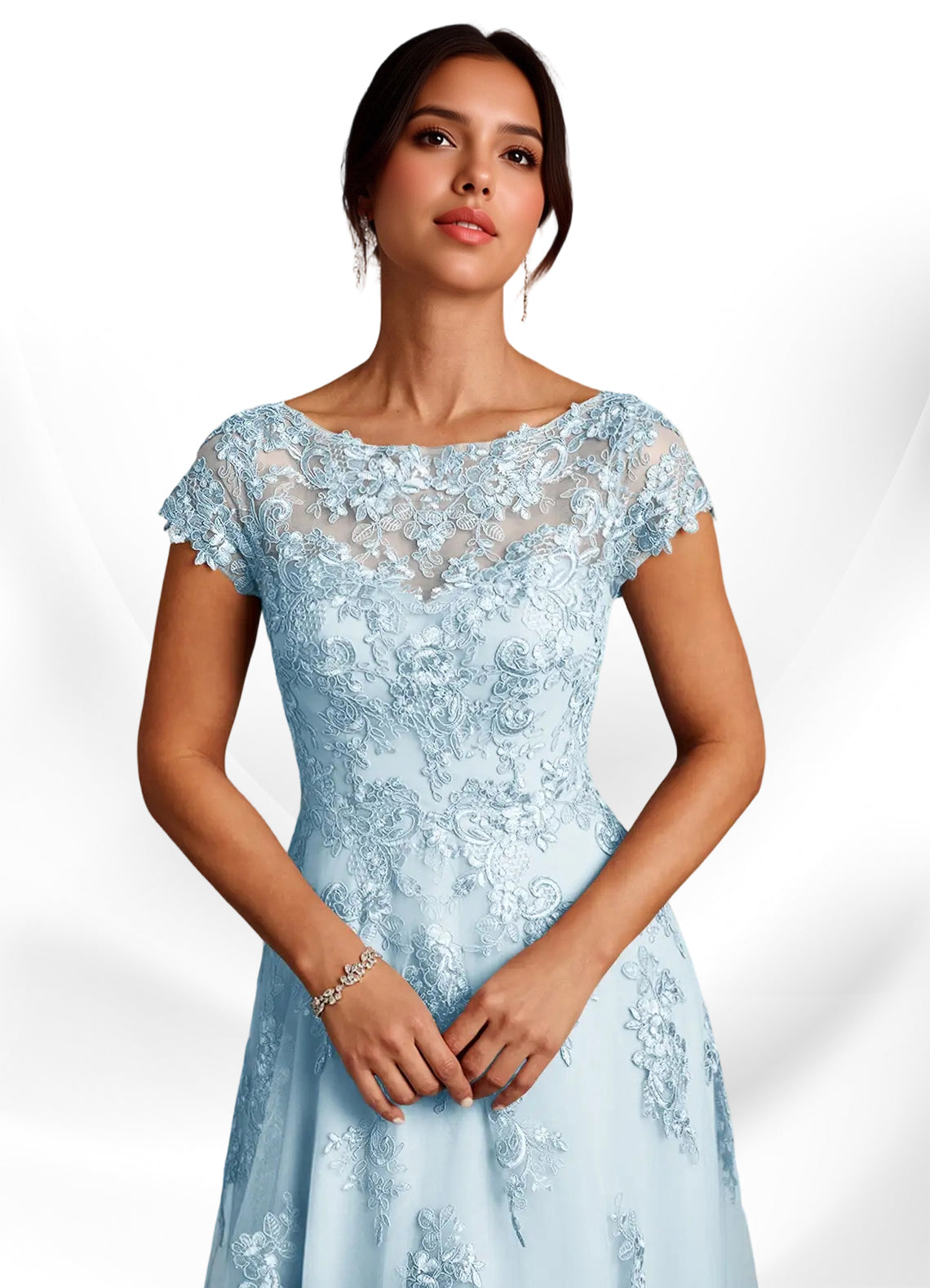 Augday A-Line Lace Chiffon Dress