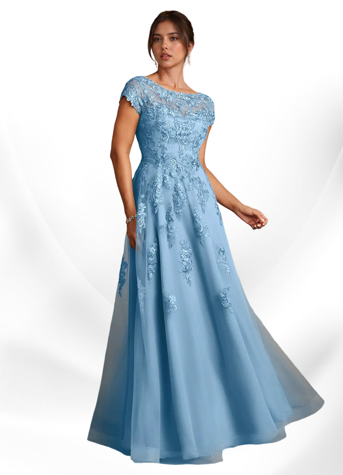 Augday A-Line Lace Chiffon Dress