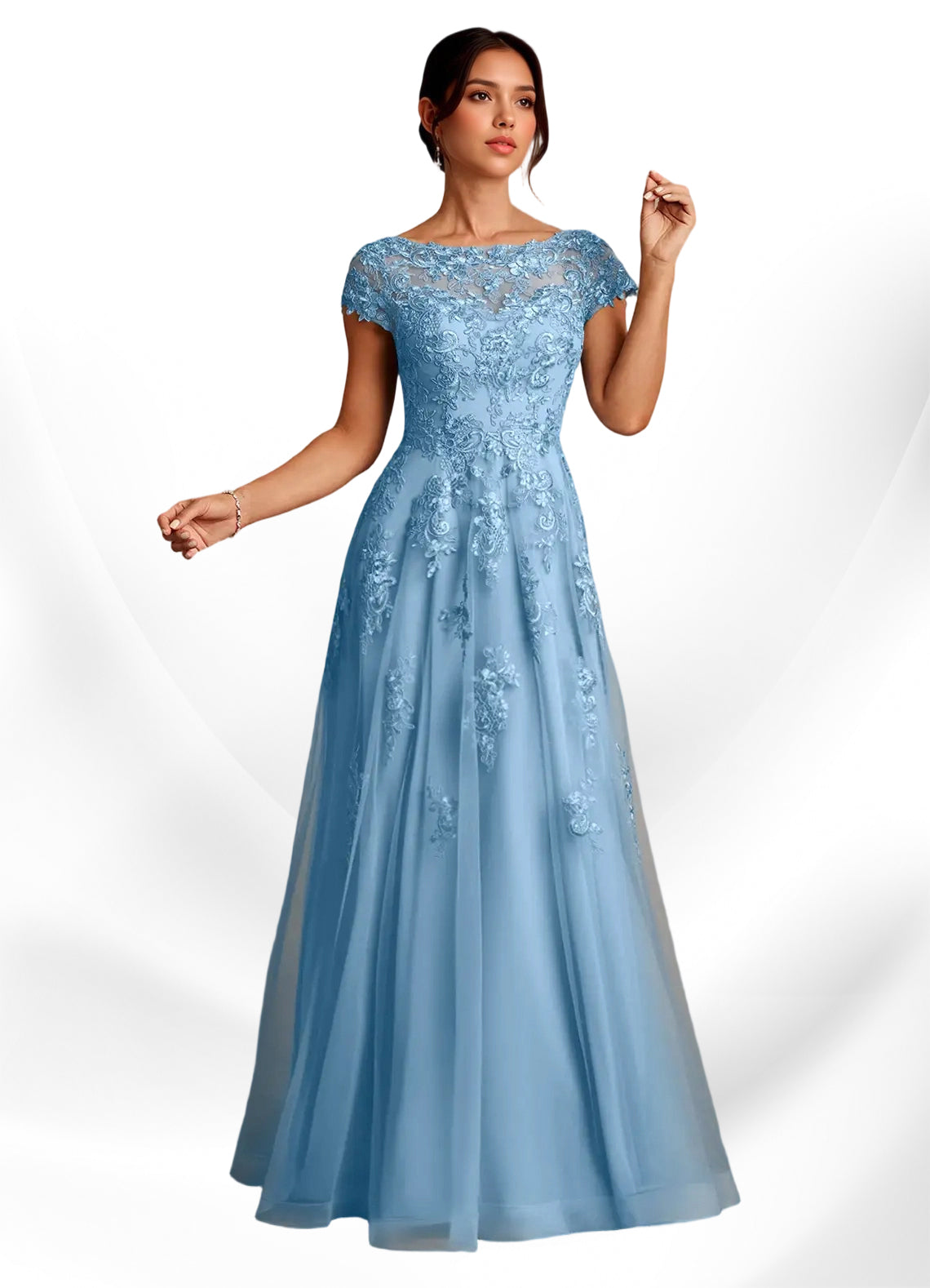 Augday A-Line Lace Chiffon Dress