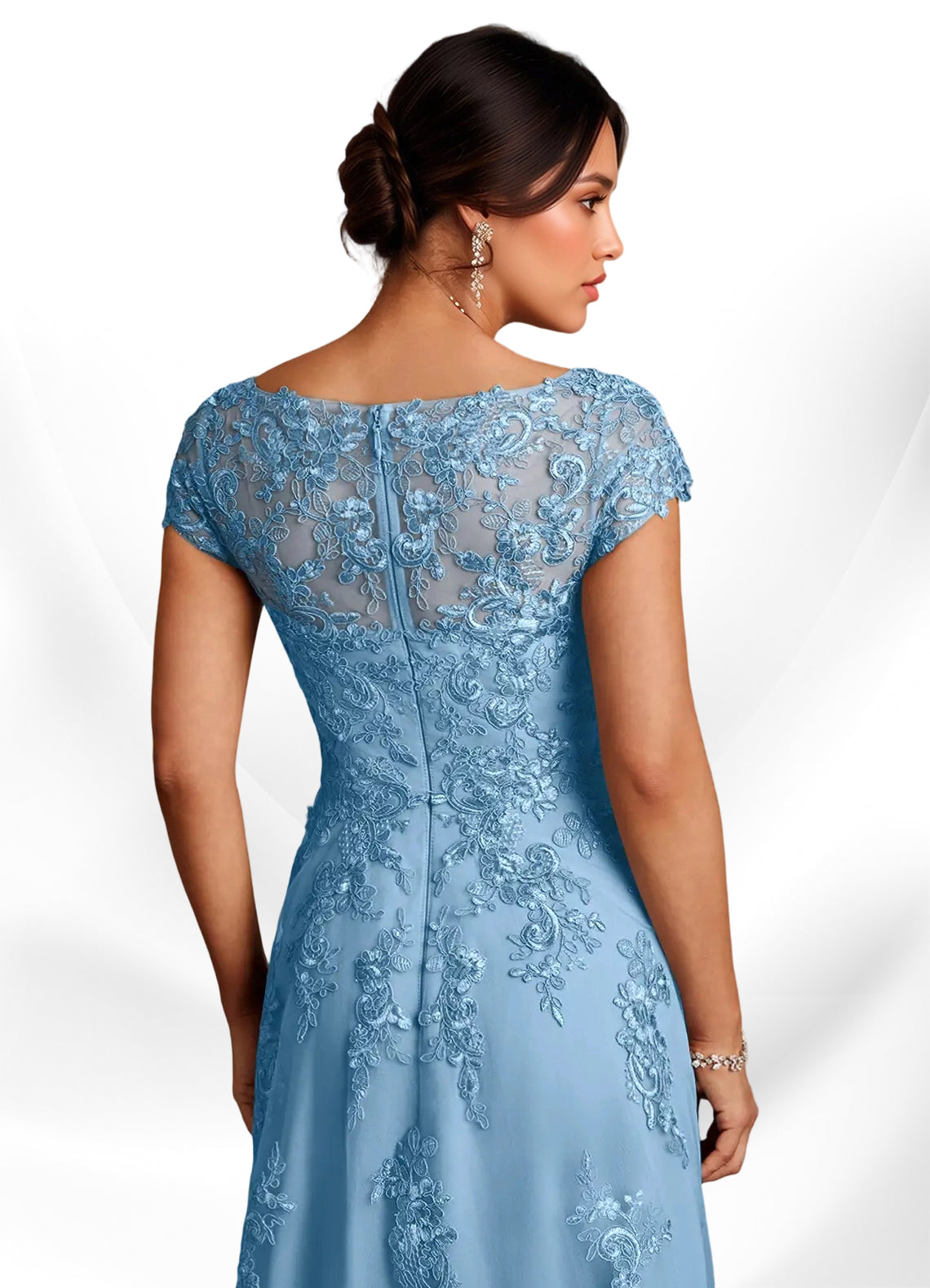 Augday A-Line Lace Chiffon Dress