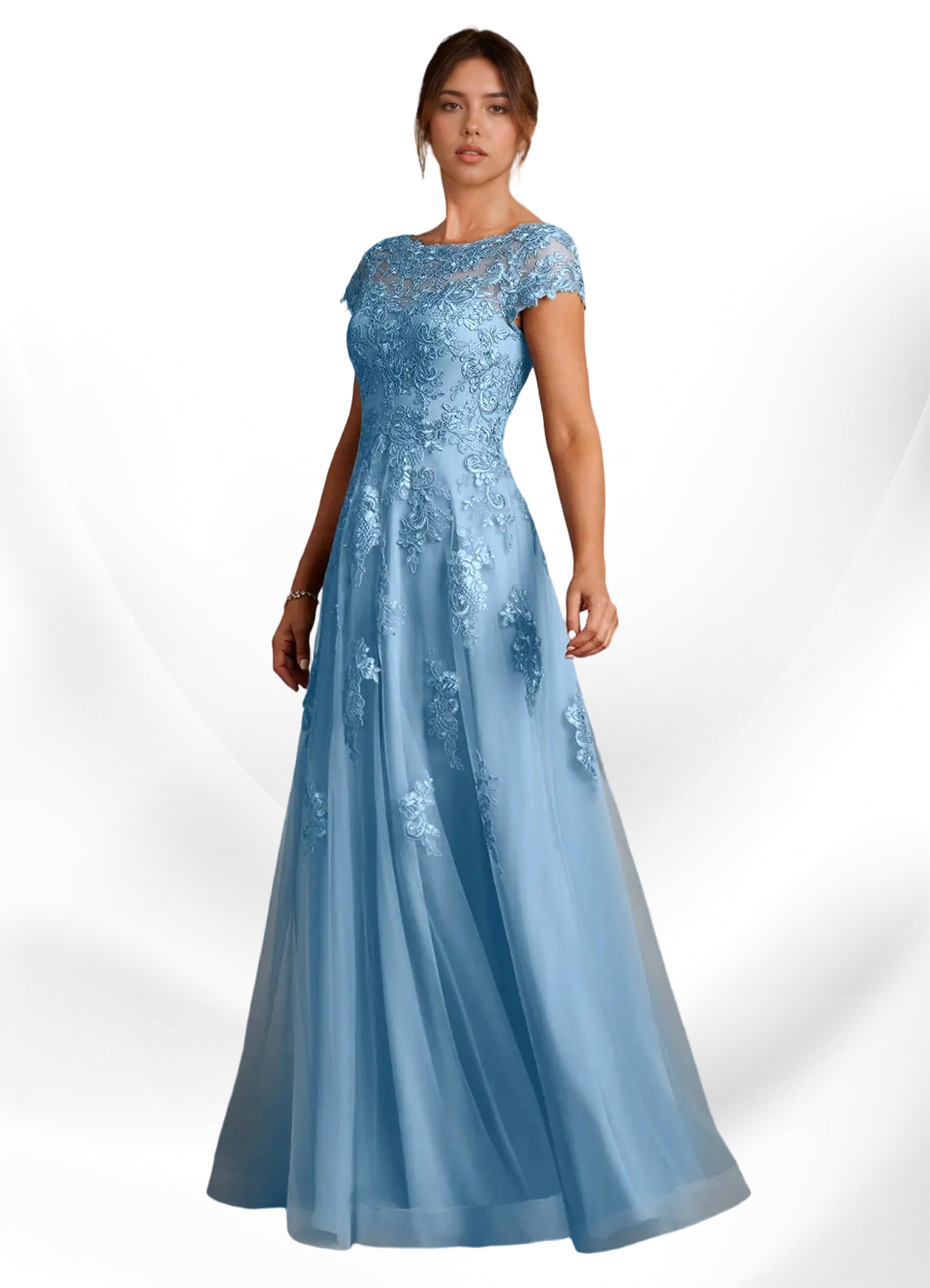 Augday A-Line Lace Chiffon Dress