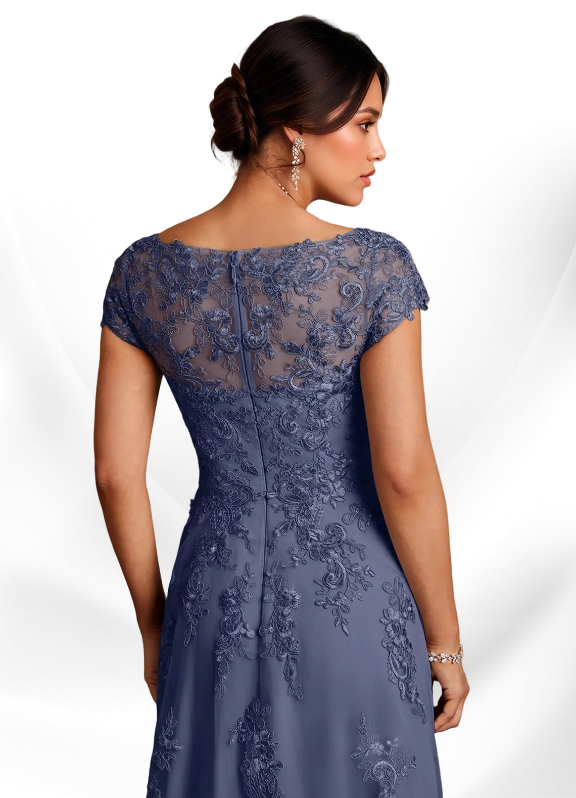 Augday A-Line Lace Chiffon Dress