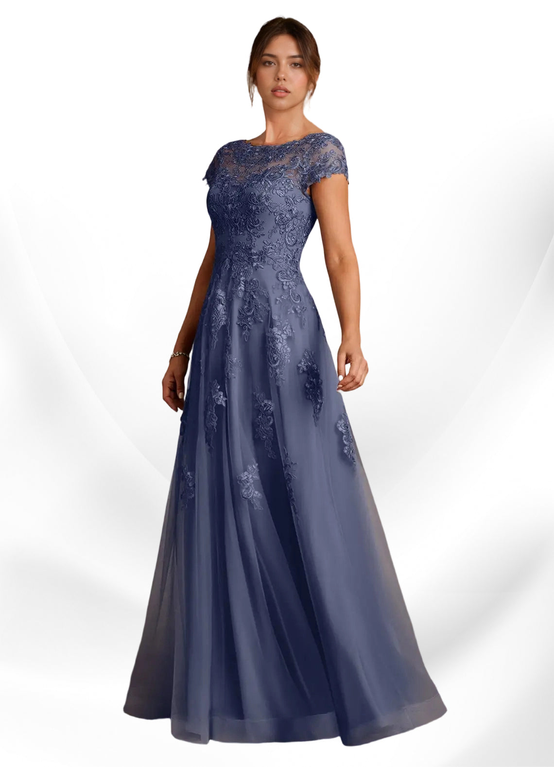 Augday A-Line Lace Chiffon Dress