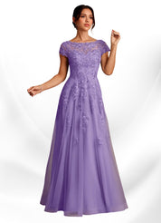 Augday A-Line Lace Chiffon Dress