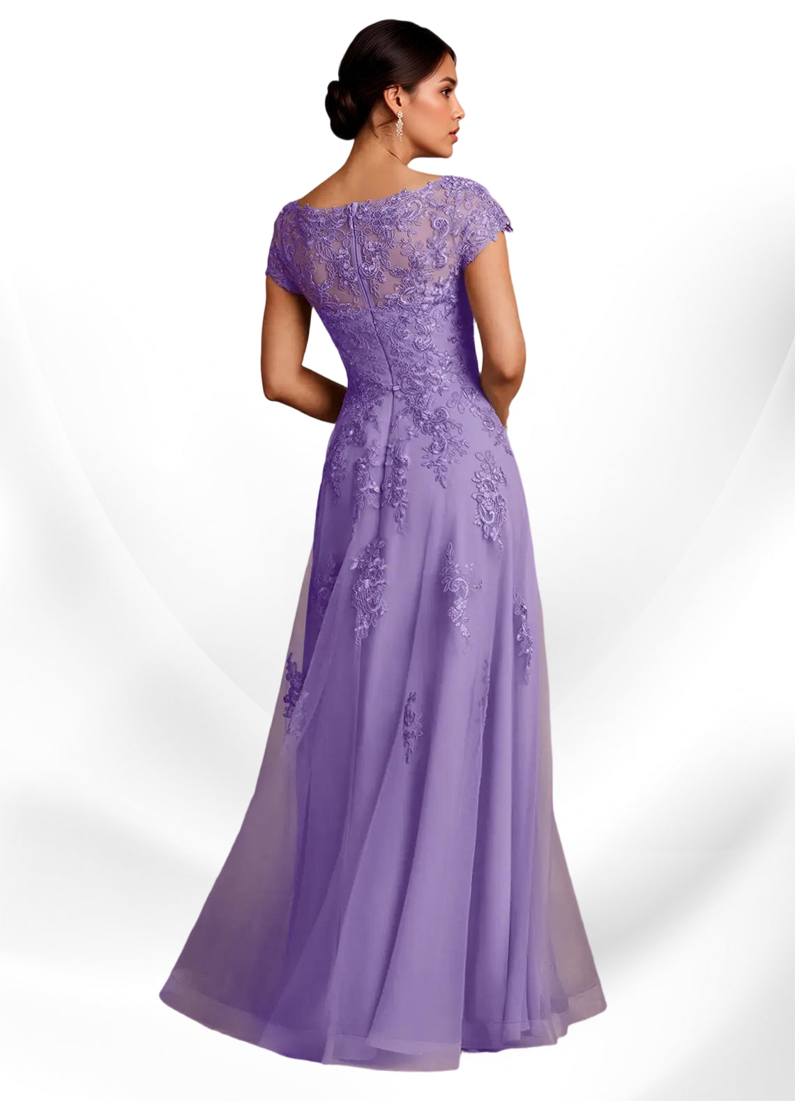 Augday A-Line Lace Chiffon Dress