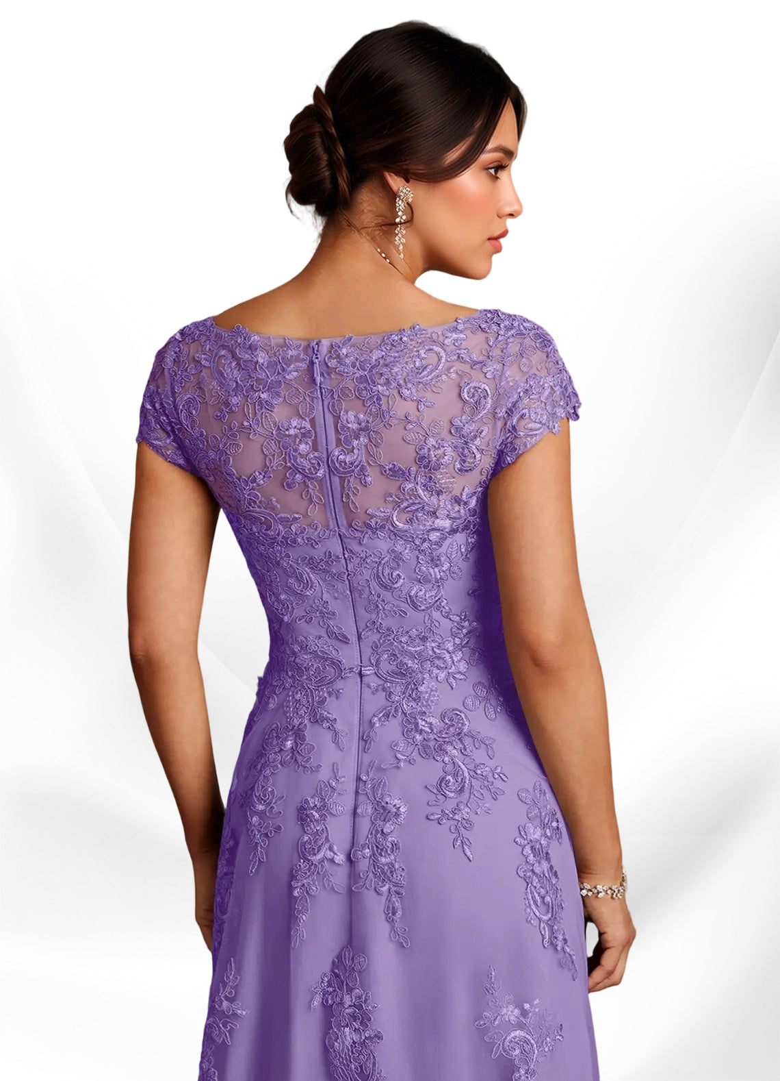 Augday A-Line Lace Chiffon Dress