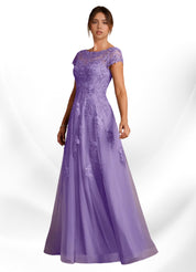 Augday A-Line Lace Chiffon Dress