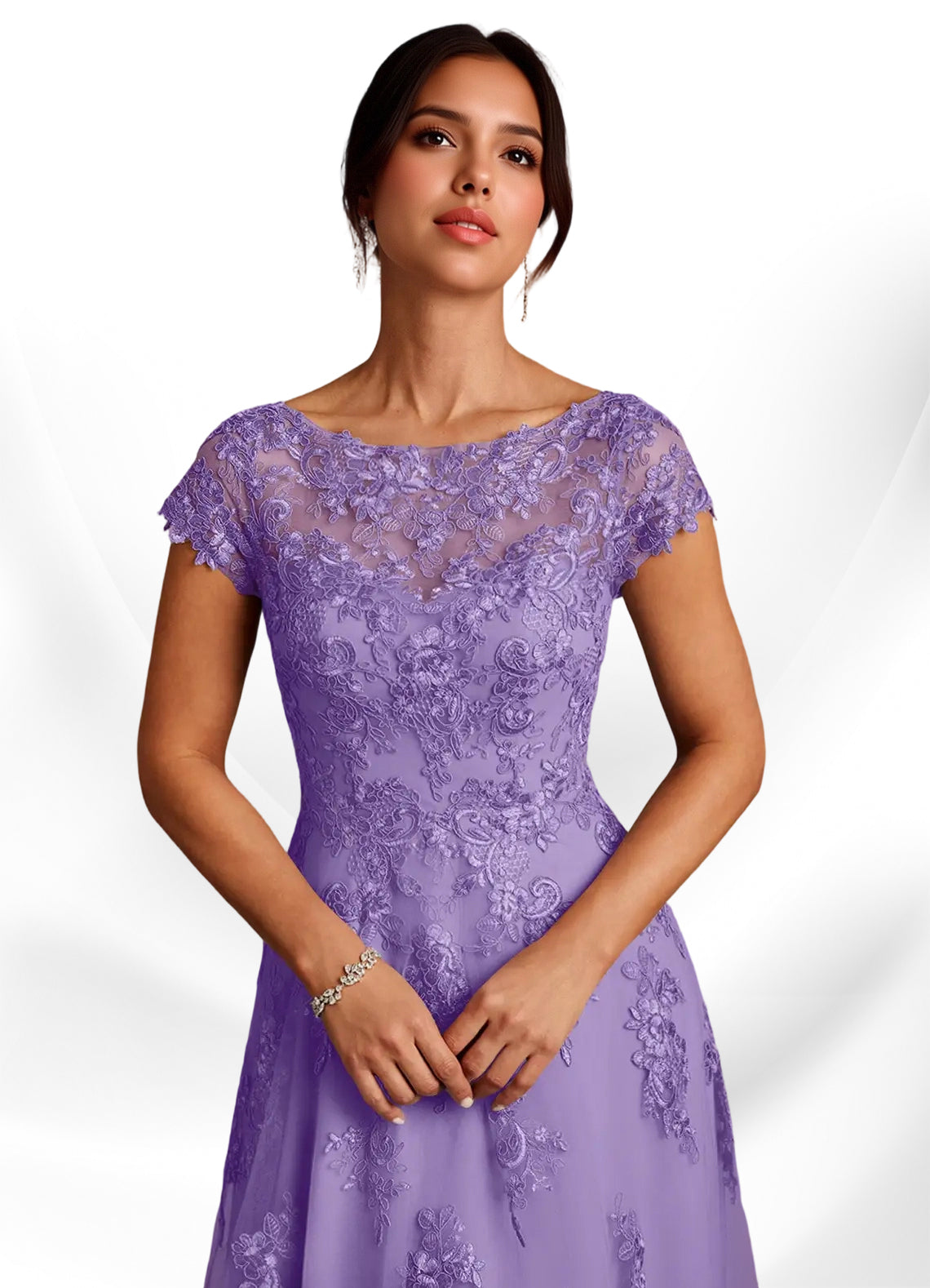 Augday A-Line Lace Chiffon Dress