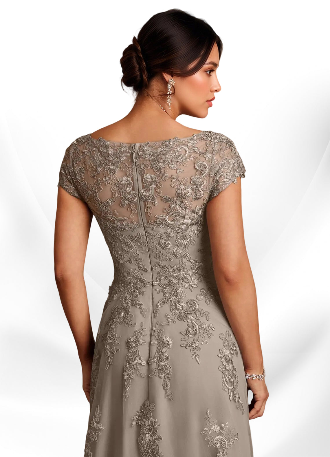 Augday A-Line Lace Chiffon Dress