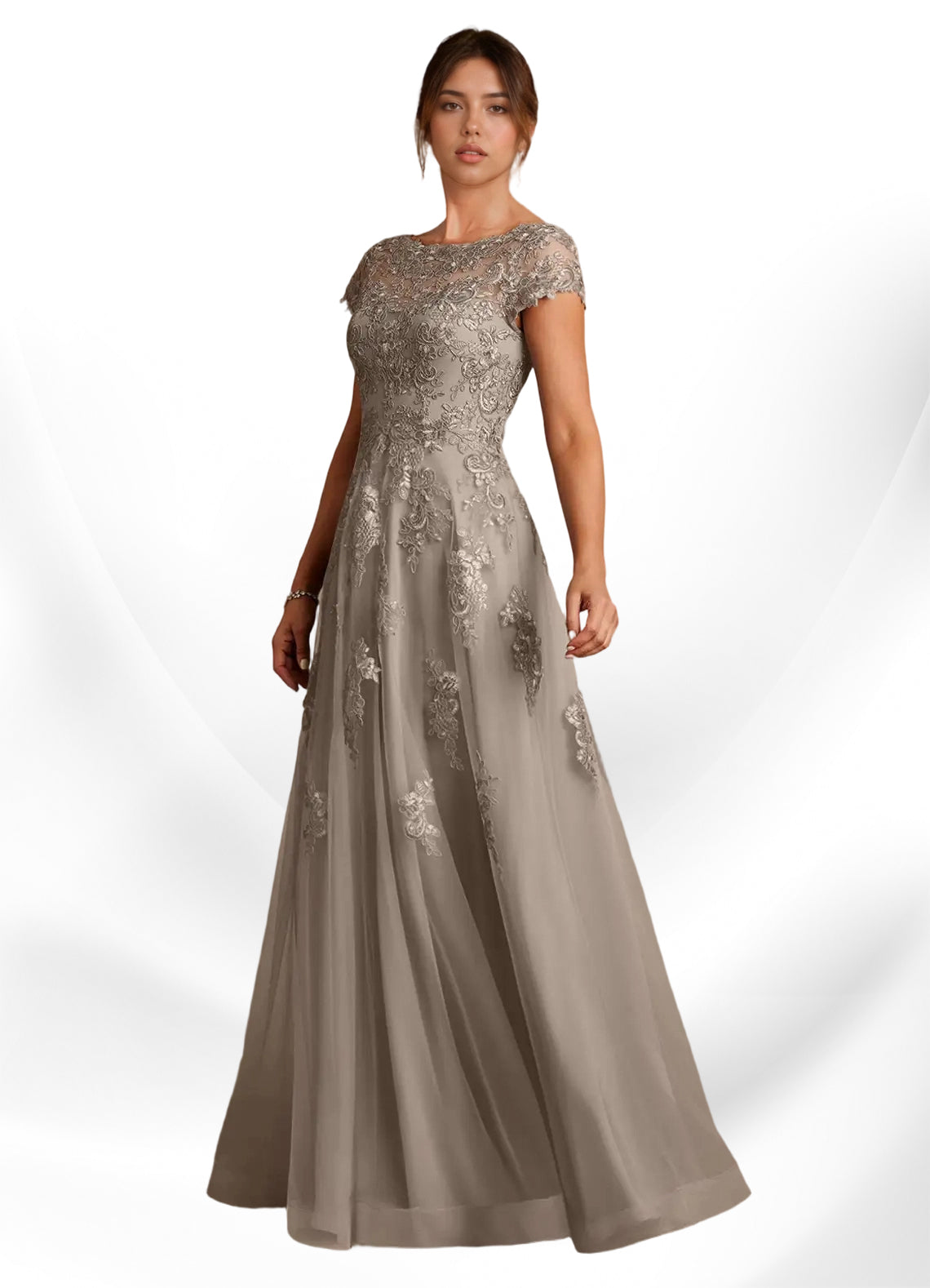 Augday A-Line Lace Chiffon Dress