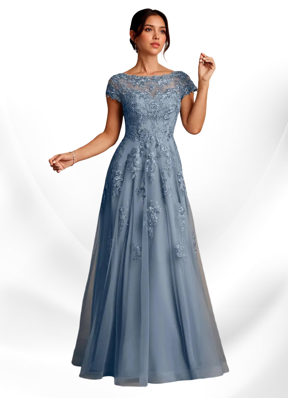 Augday A-Line Lace Chiffon Dress