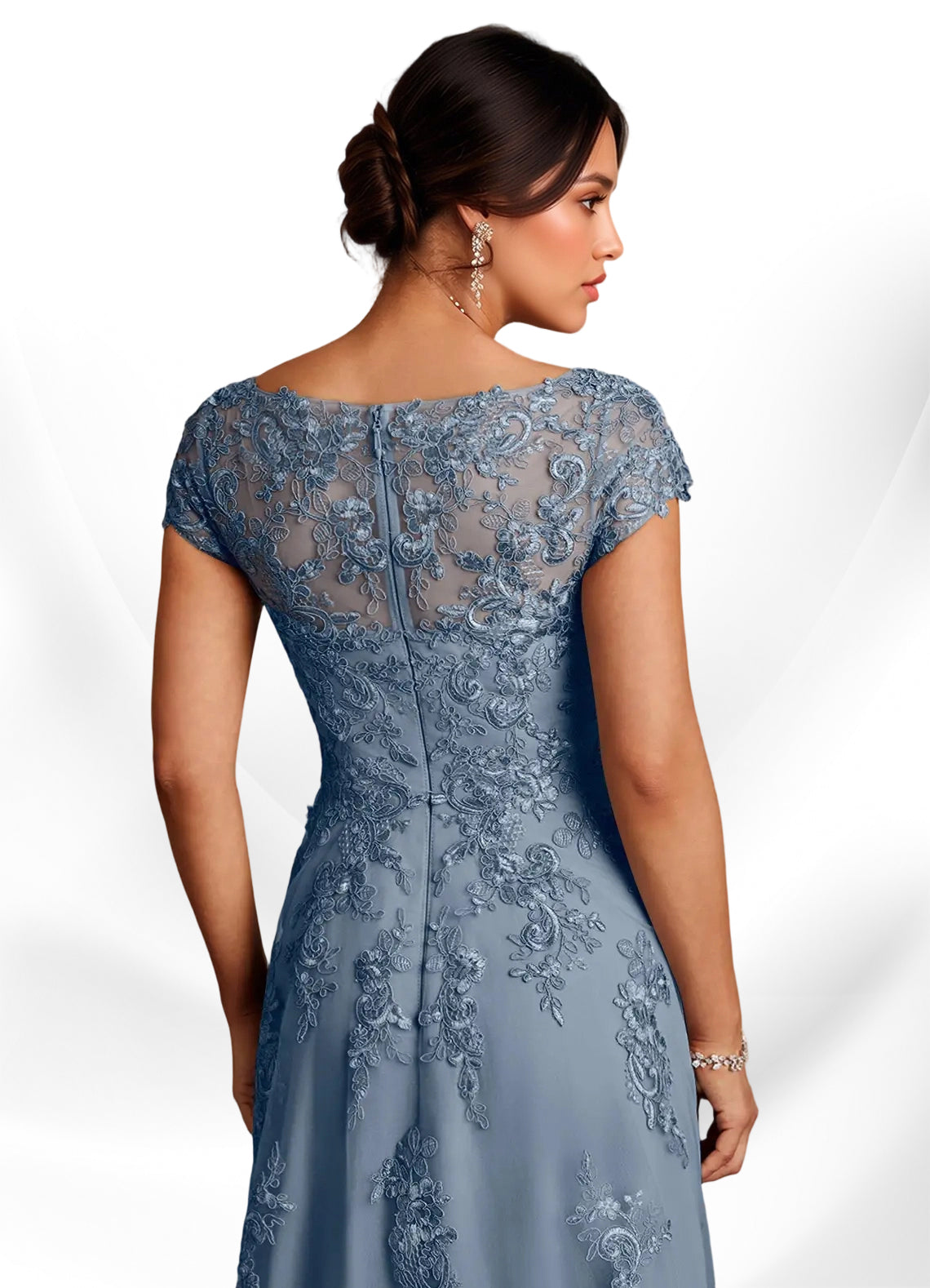 Augday A-Line Lace Chiffon Dress