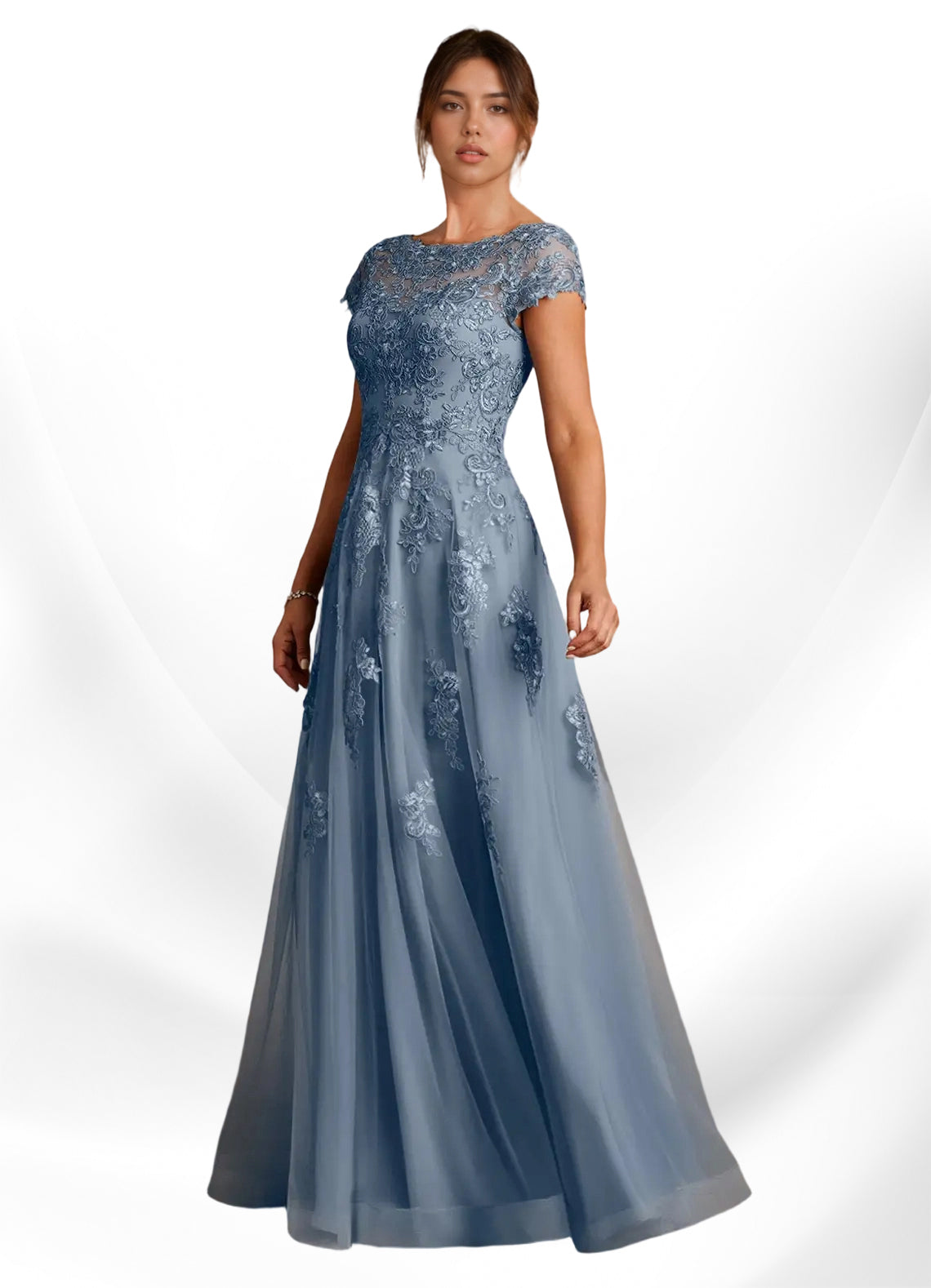 Augday A-Line Lace Chiffon Dress