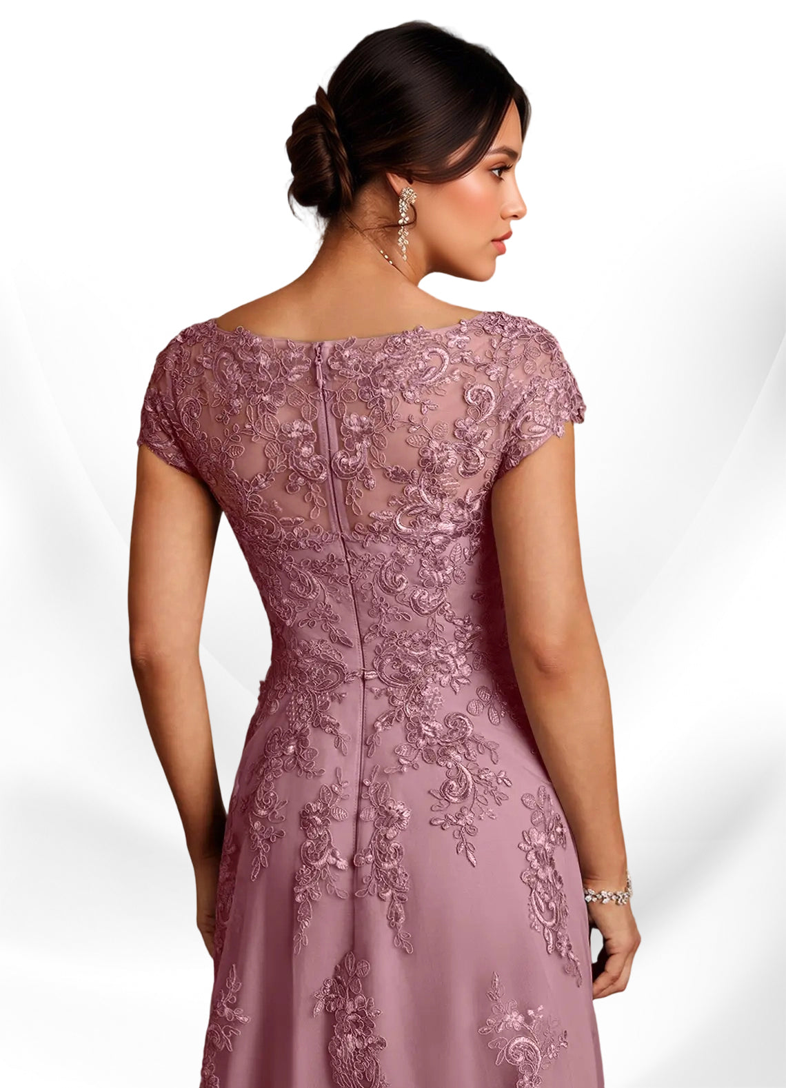 Augday A-Line Lace Chiffon Dress