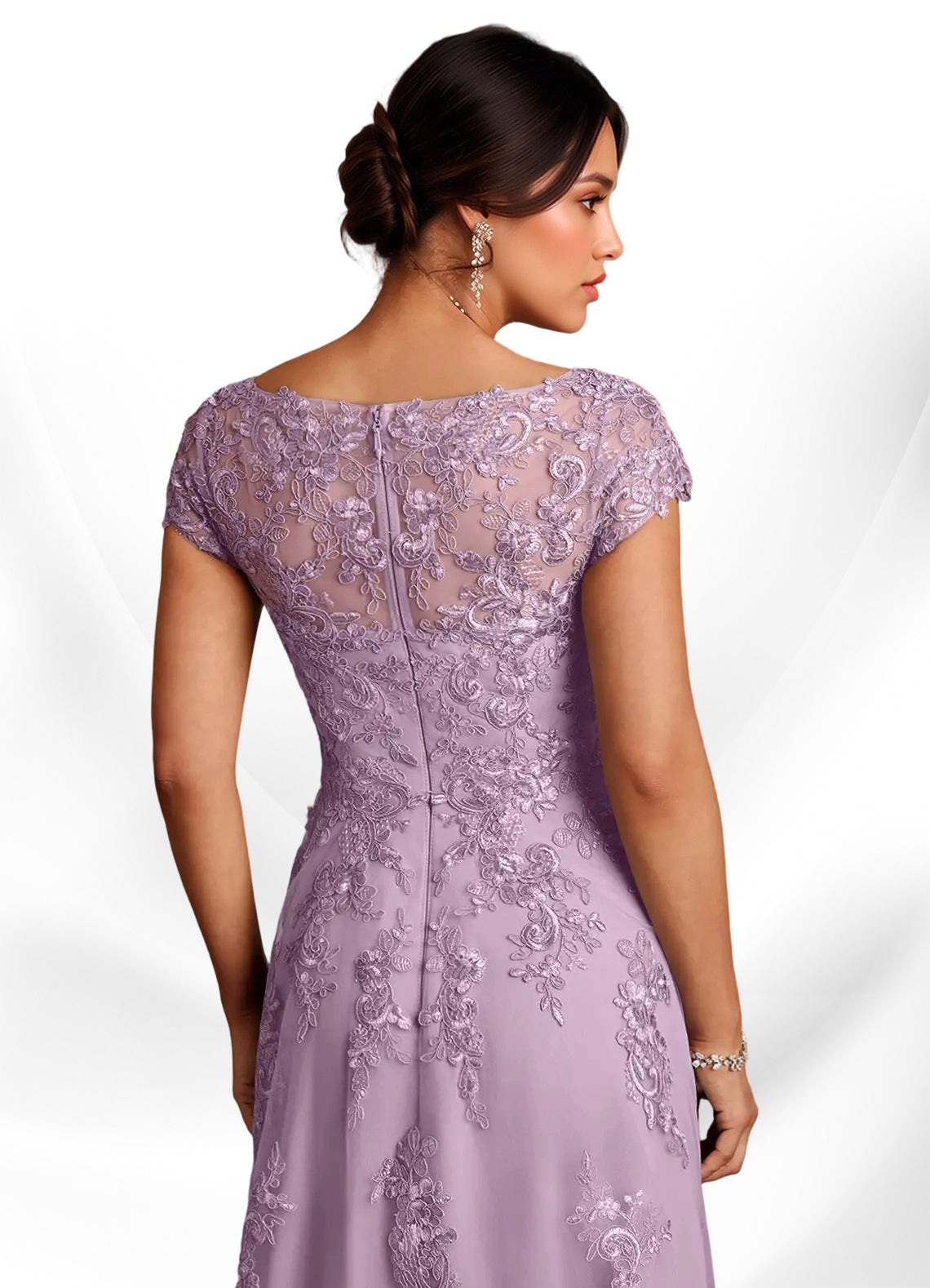 Augday A-Line Lace Chiffon Dress