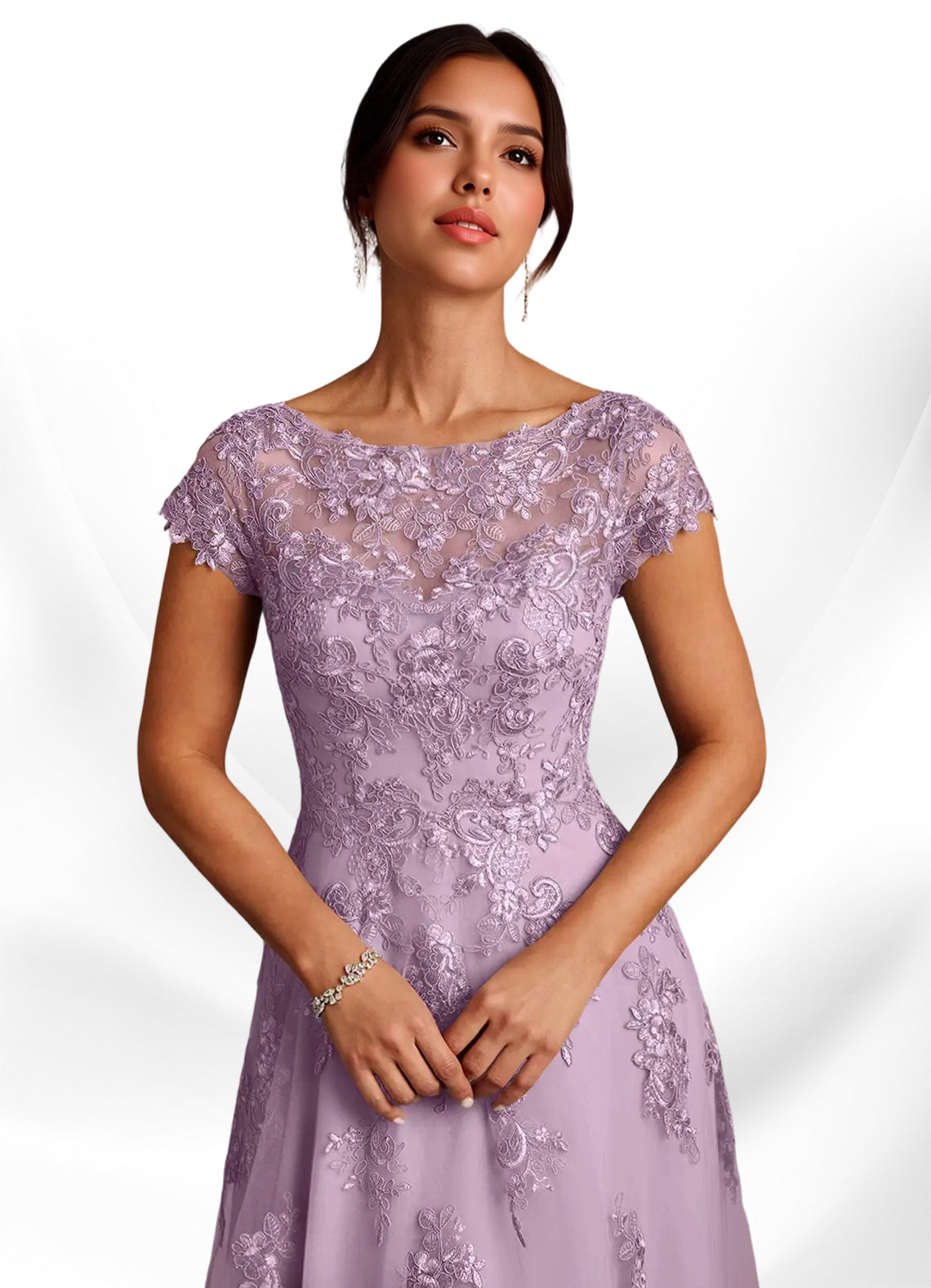 Augday A-Line Lace Chiffon Dress