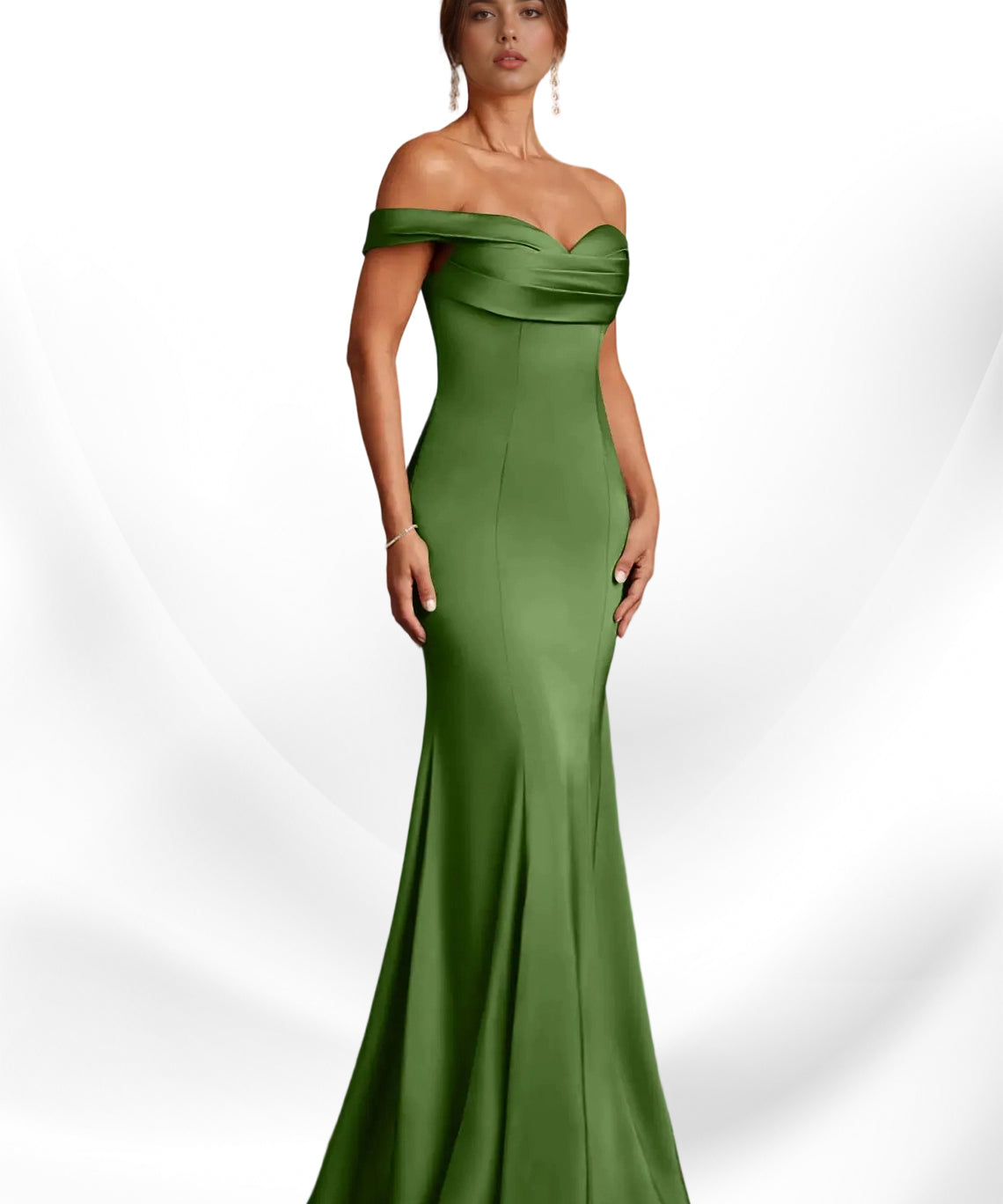 Augday  Mermaid Off the Shoulder Stretch Satin Dress