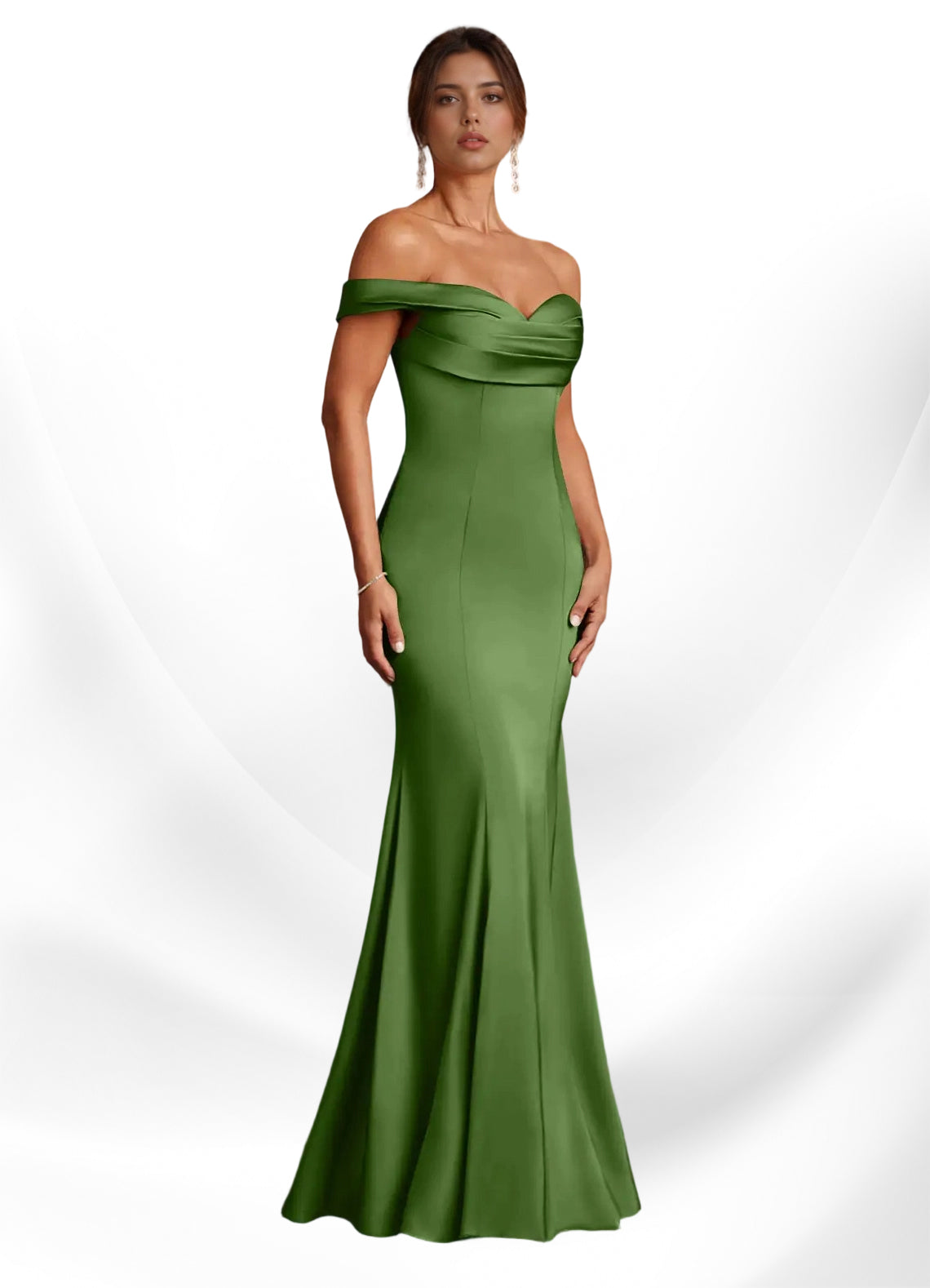 Augday  Mermaid Off the Shoulder Stretch Satin Dress