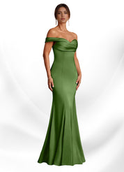 Augday  Mermaid Off the Shoulder Stretch Satin Dress