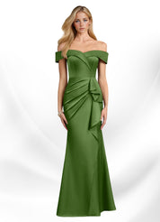 Augday Laredo Mermaid Off the Shoulder Stretch Satin Dress
