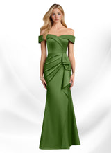 Augday Laredo Mermaid Off the Shoulder Stretch Satin Dress