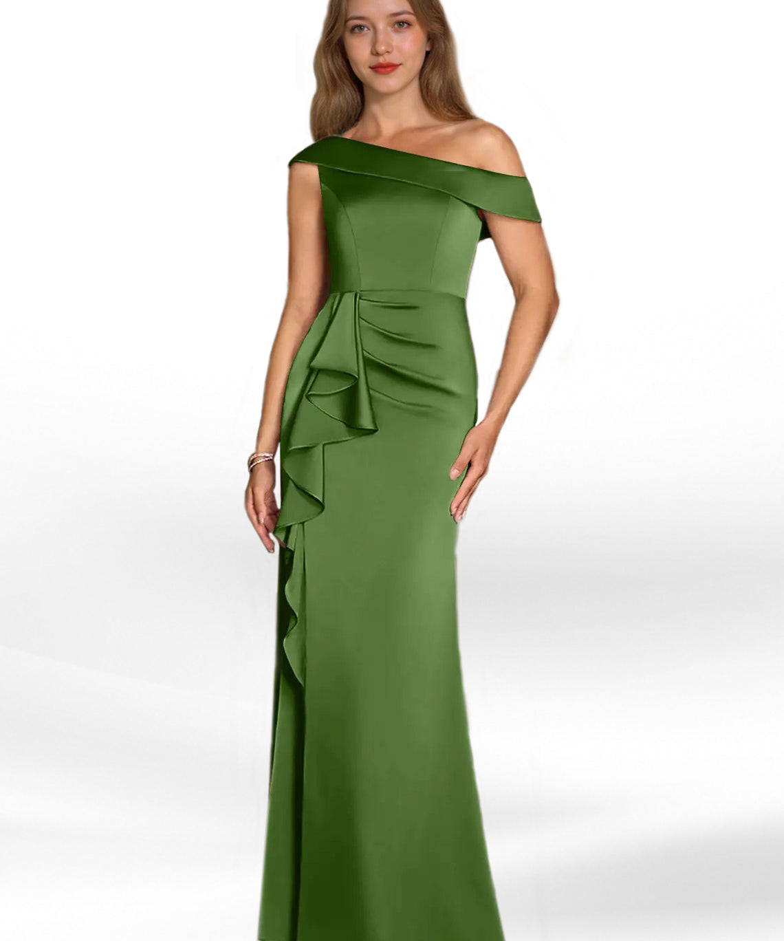 Augday Hamptons A-Line Pleated Stretch Satin Dress