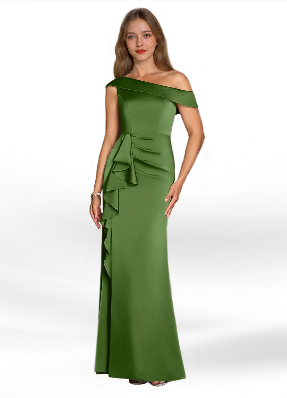 Augday Hamptons A-Line Pleated Stretch Satin Dress
