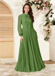 Augday Adellah A-Line Pleated Chiffon Dress