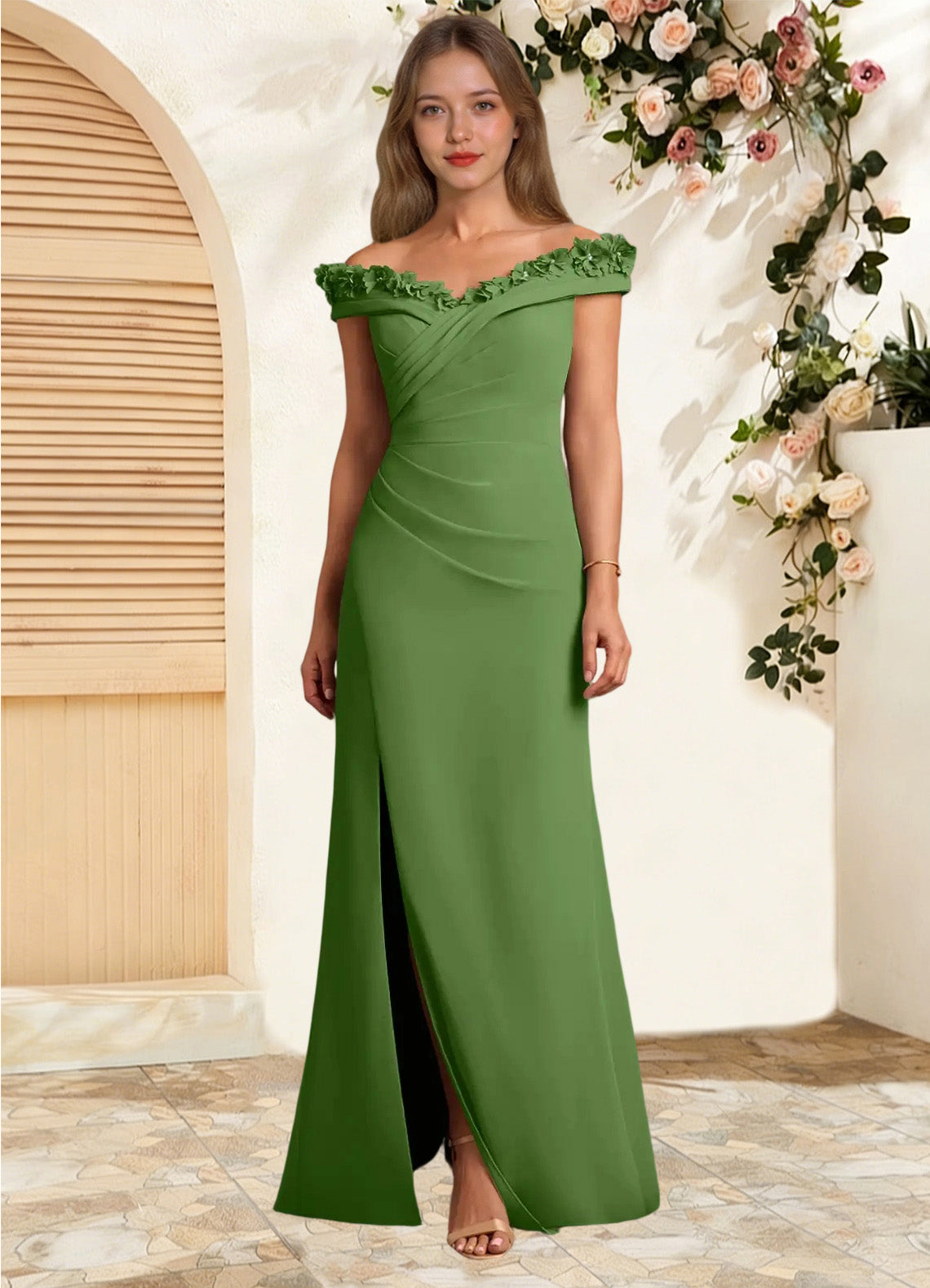 Augday Jettie Sheath Pleated Chiffon Dress