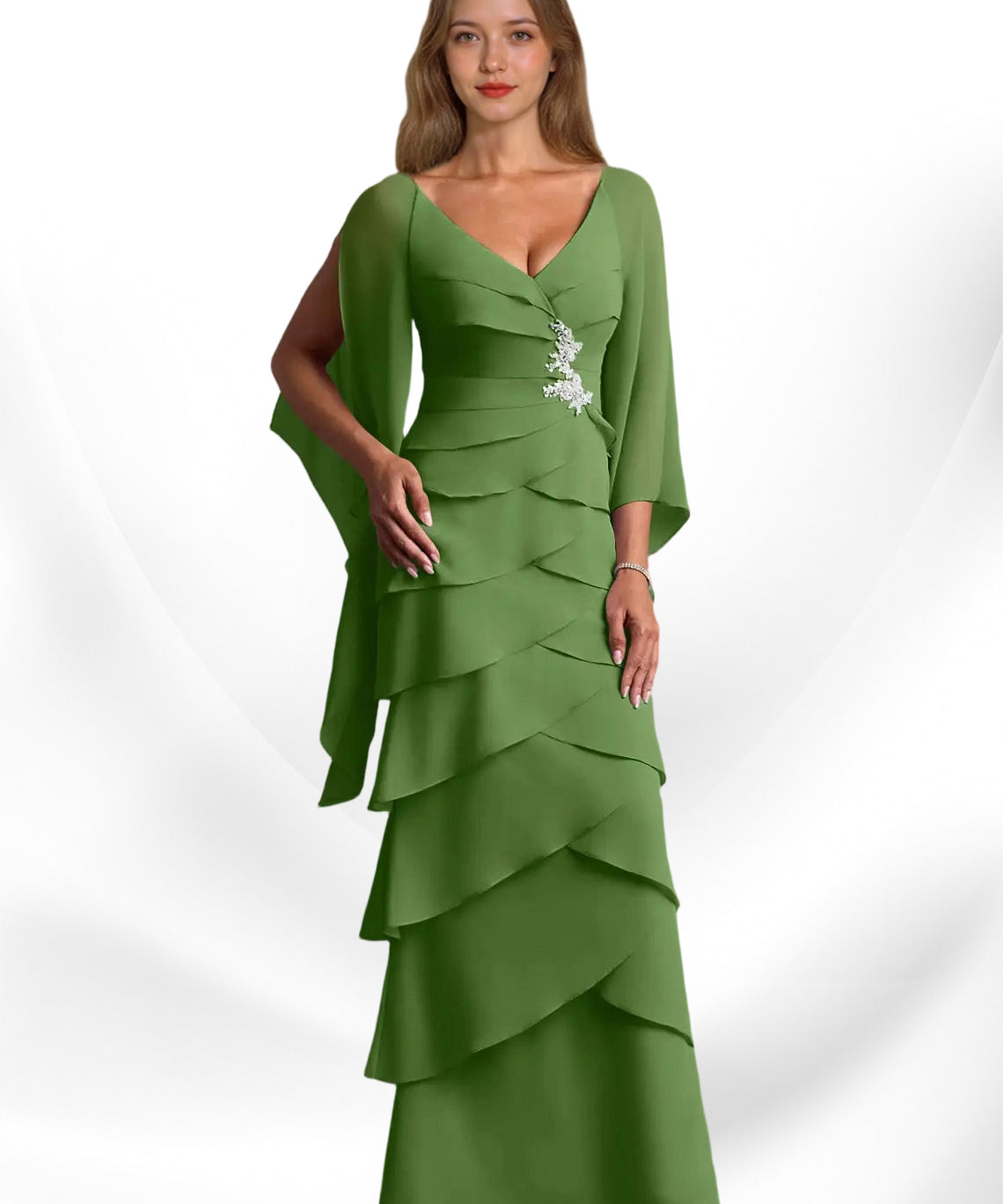 Augday Arabinda Sheath Ruched Chiffon Dress