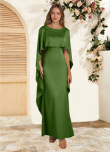Augday Eli Sheath Boatneck Stretch Satin Dress
