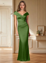 Augday Ludlow Mermaid Pleated Stretch Satin Dress
