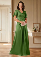 Augday Emmeline A-Line Pleated Stretch Satin Dress