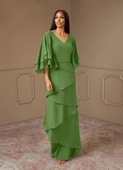 Augday OHara A-Line V-Neck Chiffon Dress