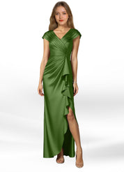 Augday Anderson A-Line Pleated Stretch Satin Dress