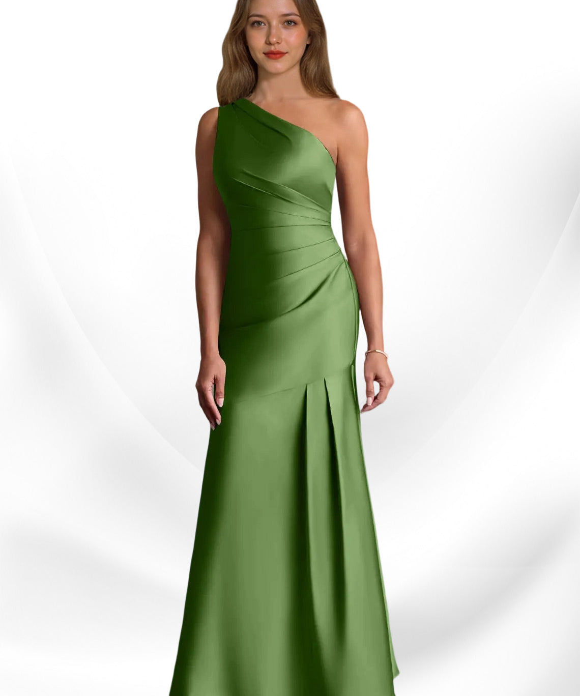Augday Haifa Mermaid One Shoulder Stretch Satin Dress