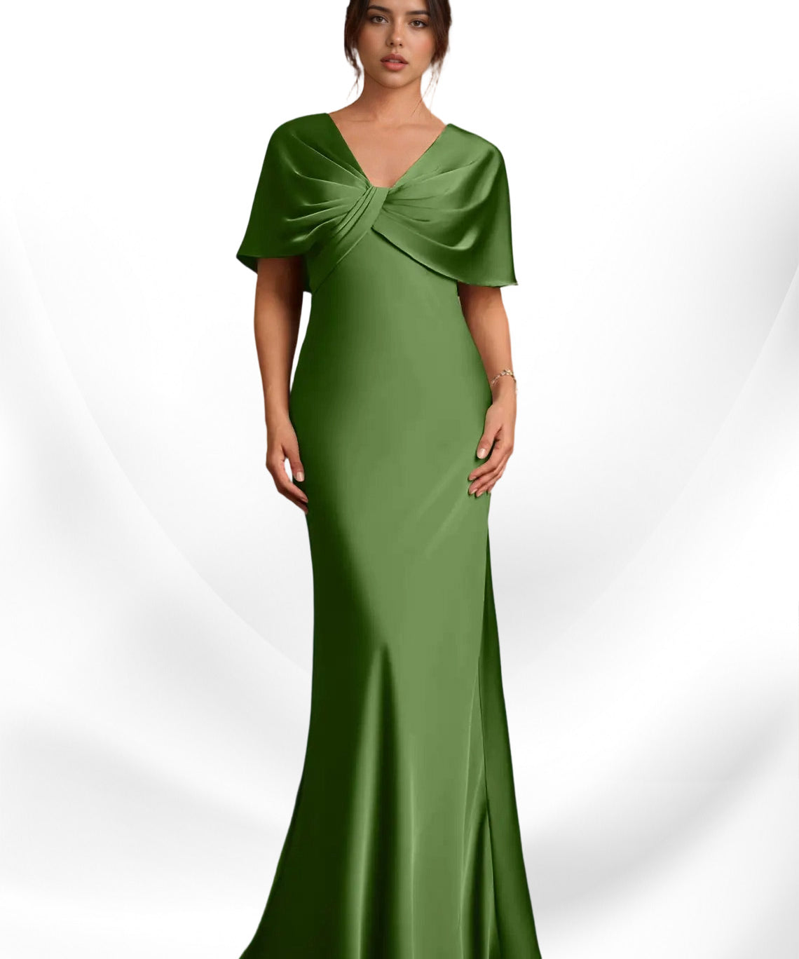 Augday Dosia Sheath Pleated Stretch Satin Dress