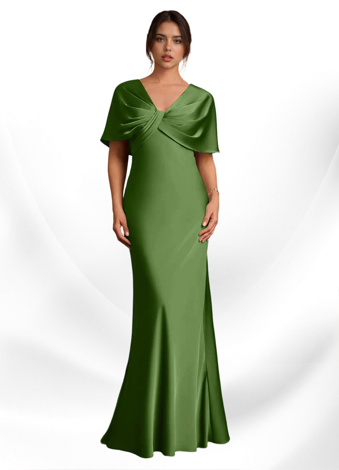 Augday Dosia Sheath Pleated Stretch Satin Dress