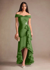 Augday Billings Mermaid Off the Shoulder Stretch Satin Dress