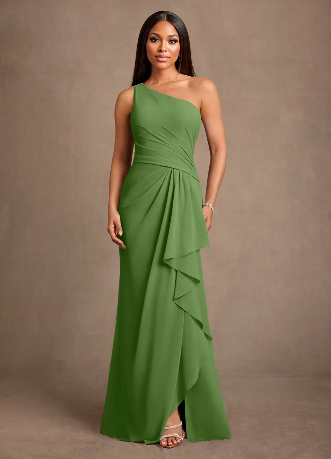 Augday Floy Sheath One Shoulder Chiffon Dress