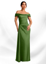 Augday Beah Sheath Off the Shoulder Stretch Satin Dress