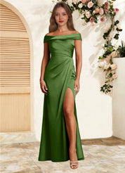 Augday Bedford Sheath Pleated Stretch Satin Dress